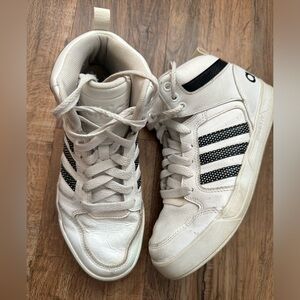 Adidas White & Navy Stripe High-Top Sneakers Vintage Retro